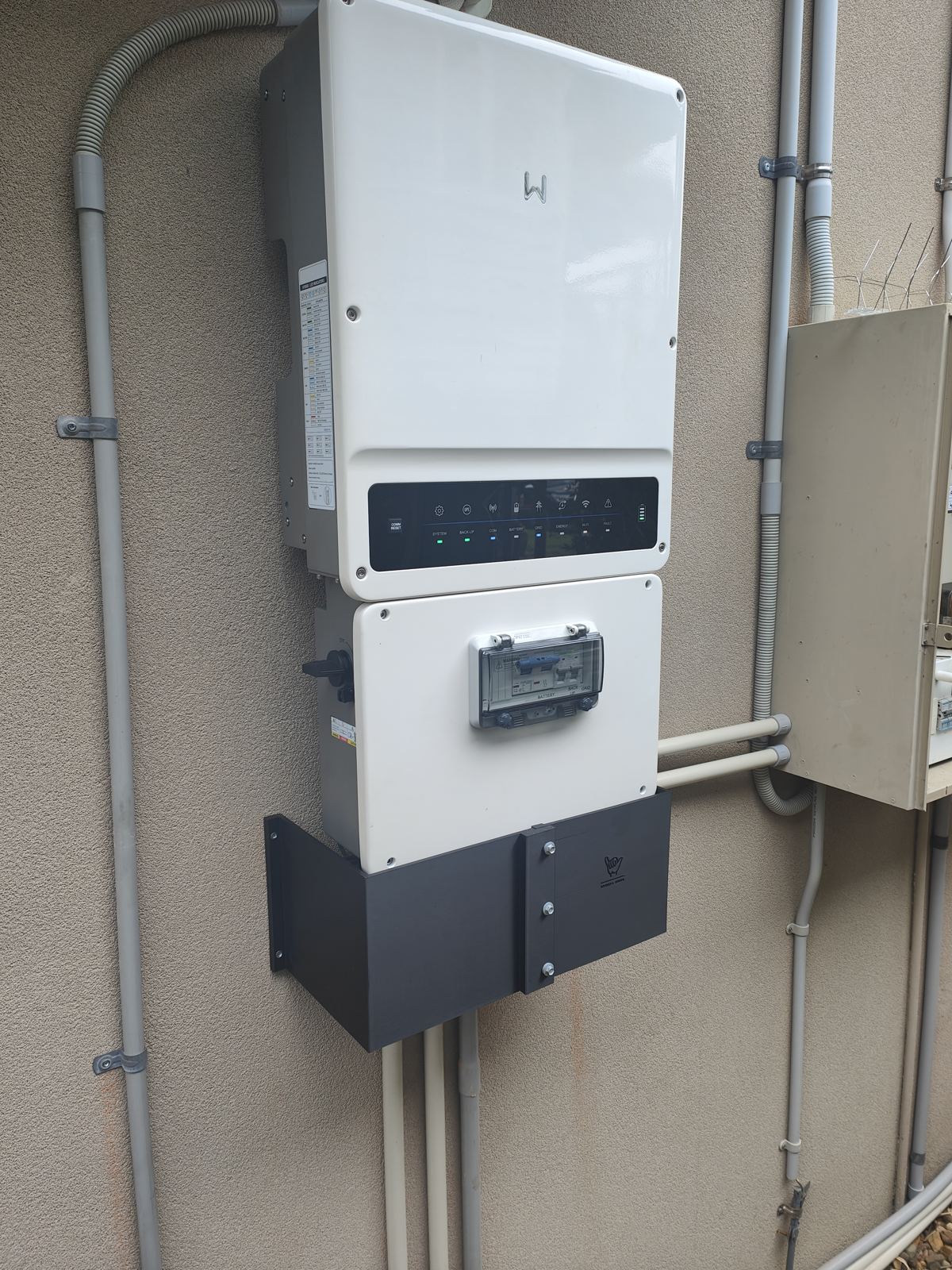 Inverter and battery equipment on wall